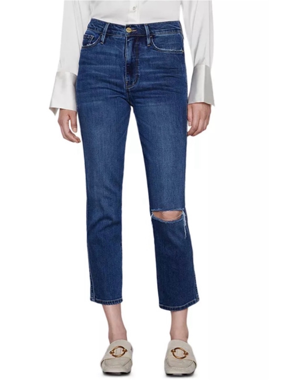 Frame Le Sylvie Crop Jeans Eaton Size 29 Distressed Jeans with stretch High Rise